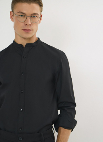 Классическая рубашка с воротником мао, Черный