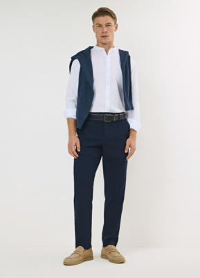 Классическая рубашка с воротником мао, Белый