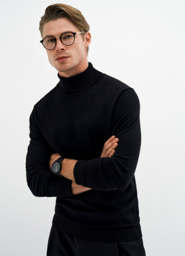 Базовый вязаный джемпер с воротником, Черный