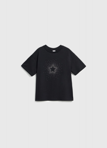 Футболка со стразами для девочек, Черный