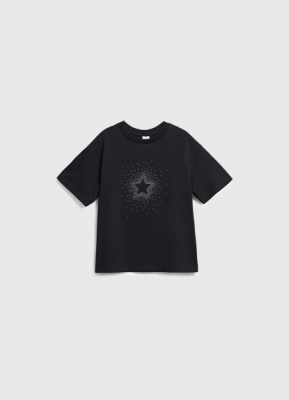 Футболка со стразами для девочек, Черный