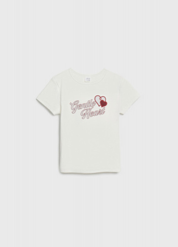 Футболка с принтом и стразами для девочек, Белый