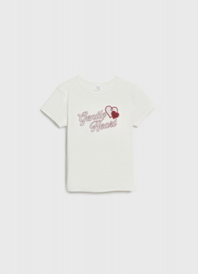 Футболка с принтом и стразами для девочек, Белый