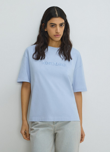 Футболка с 3D-вышивкой, Голубой