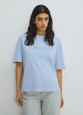 Футболка с 3D-вышивкой, Голубой