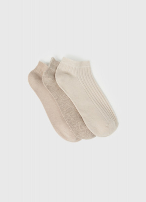 Короткие носки, 3 пары, Бежевый