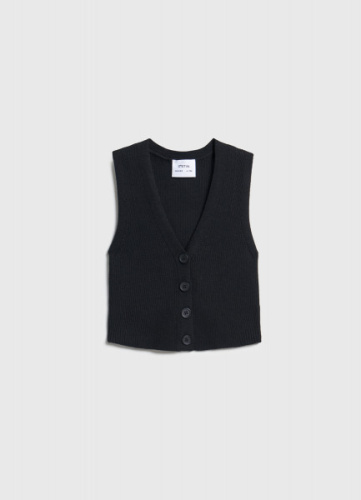 Вязаный жилет для девочек, Черный