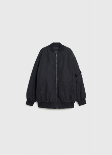 Бомбер оверсайз для девочек, Черный