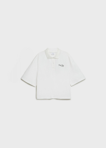 Поло оверсайз для девочек, Белый