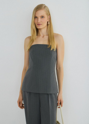 Топ-корсет с рельефами, Серый