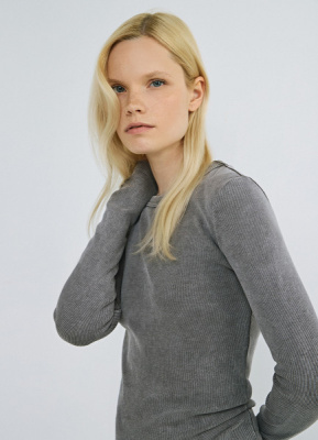 Лонгслив с эффектом стирки, Серый