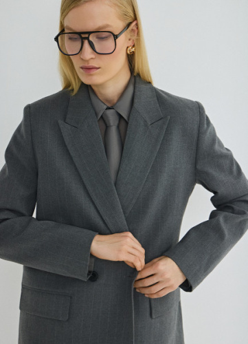 Двубортный жакет, Серый