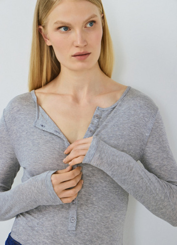 Боди с длинным рукавом, Серый