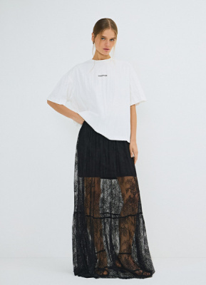 Футболка из жатой ткани с принтом, Белый