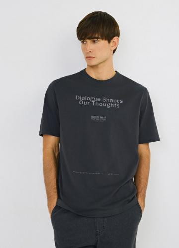 Футболка с текстовым принтом, Серый