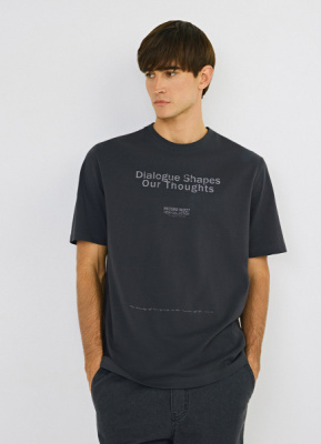 Футболка с текстовым принтом, Серый