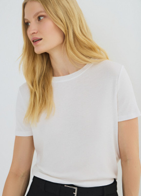 Полупрозрачная футболка в рубчик, Белый