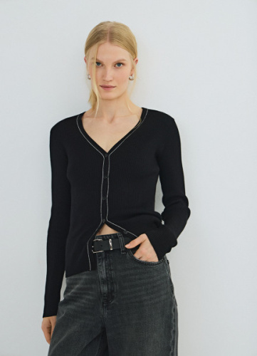 Кардиган с V-вырезом, Черный