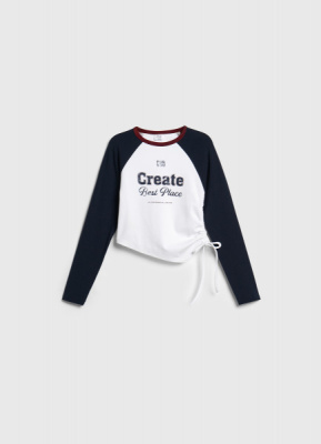 Асимметричные лонгслив с завязками для девочек, Синий