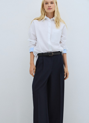 Рубашка из хлопка с контрастными манжетами, Белый