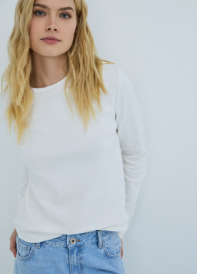 Лонгслив из плотного интерлока, Белый