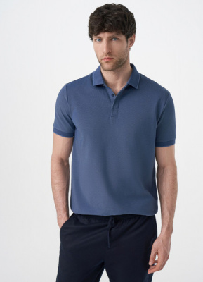 Поло из шелковистого пике, Синий