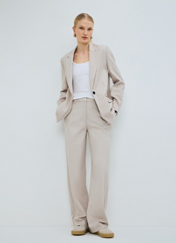 Широкие брюки из поливискозы, Бежевый