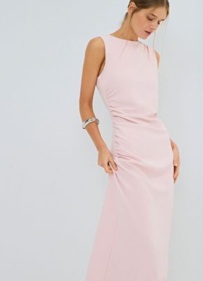 Трикотажное платье со сборками, Розовый