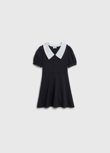 Платье с контрастным воротником для девочек, Черный