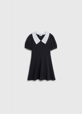 Платье с контрастным воротником для девочек, Черный