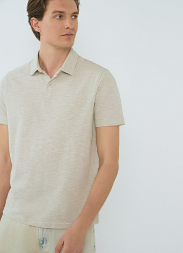 Поло из текстурированной ткани, Бежевый