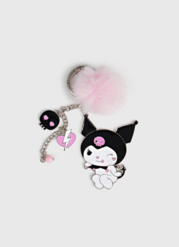 Брелок Kuromi с помпоном для девочек, Серебряный