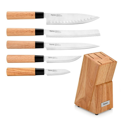 Набор из 5 кухонных ножей Fissman Pascual, деревянная подставка