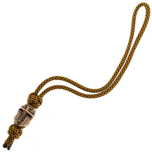 Темляк средний  коричневый с бусиной "Шлем Тевтонца"