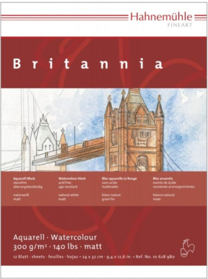 Альбом-склейка для акварели Hahnemuhle "Britannia" 24x32 см 12 л 300 г, среднее зерно, целлюлоза 100