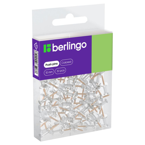 Кнопки силовые Berlingo 30 шт., цветные, ПВХ упак., европодвес, розовое золото
