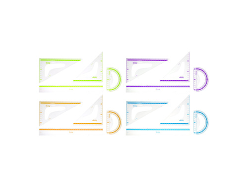 Набор чертежный большой Berlingo "Color" (треуг. 2 шт, линейка 30 см, транспортир), прозрачный