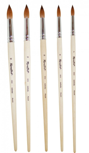 Кисть колонок круглая Roubloff "1012" длинная ручка п/лак