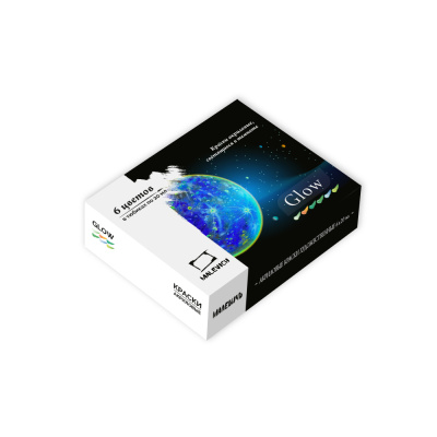 Набор акрила Малевичъ Glow светящаяся в темноте, 6 цв по 20 мл