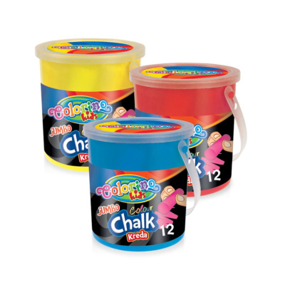 Набор мелков цветных Colorino JUMBO 12 шт, в пластиковом ведерке