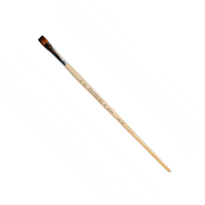 Кисть колонок №6 плоская Живописные кисти "1029" длинная ручка с черным кончиком