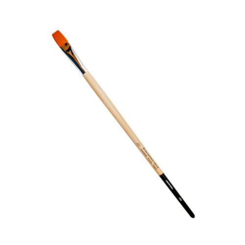 Кисть синтетика №36 плоская Живописные кисти "1229" длинная ручка с черным кончиком