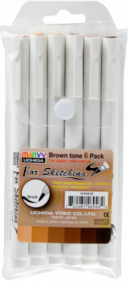 Набор маркеров с наконечником кисть Marvy "BROWN TONE" 6 шт