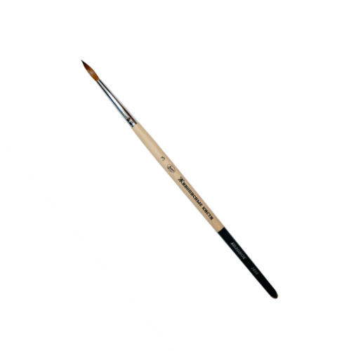 Кисть колонок круглая Живописные кисти "1056" короткая ручка с черным кончиком