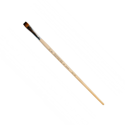 Кисть колонок №7 плоская Живописные кисти "1029" длинная ручка с черным кончиком