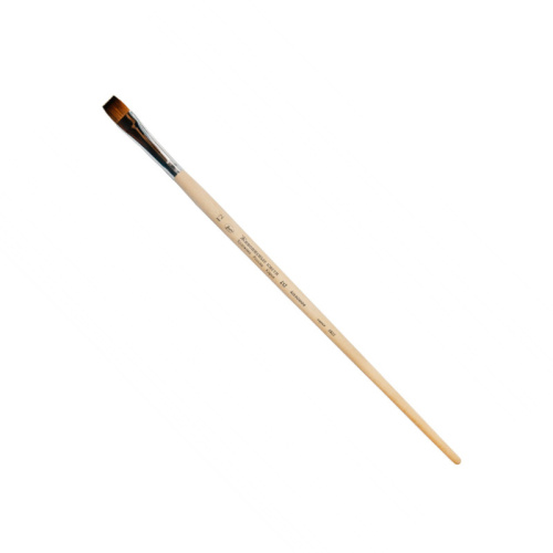 Кисть колонок №3 плоская Живописные кисти "1029" длинная ручка с черным кончиком