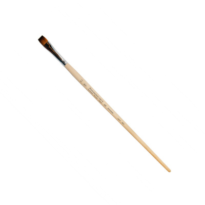 Кисть колонок №3 плоская Живописные кисти "1029" длинная ручка с черным кончиком