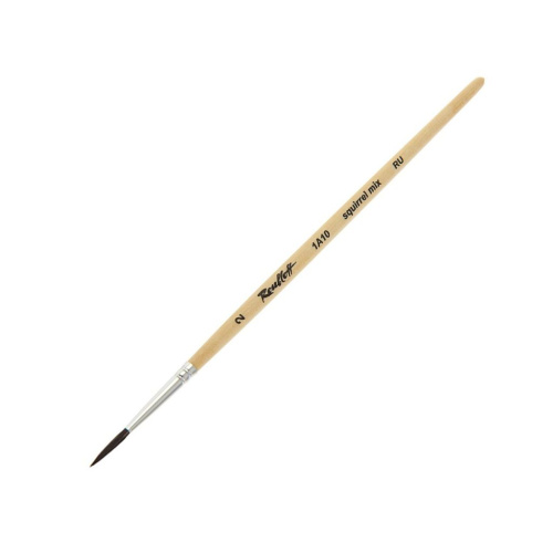 Кисть белка микс №2 круглая Roubloff "1А10" короткая ручка п/лак