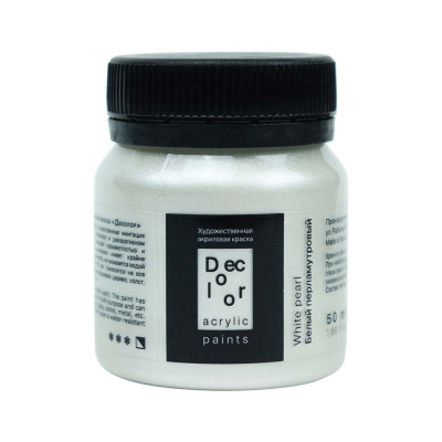 Акрил ТАИР "Деколор" 50 мл, Белый перламутровый