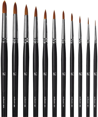 Кисть синтетика №9 круглая Альбатрос "Профи" длинная ручка